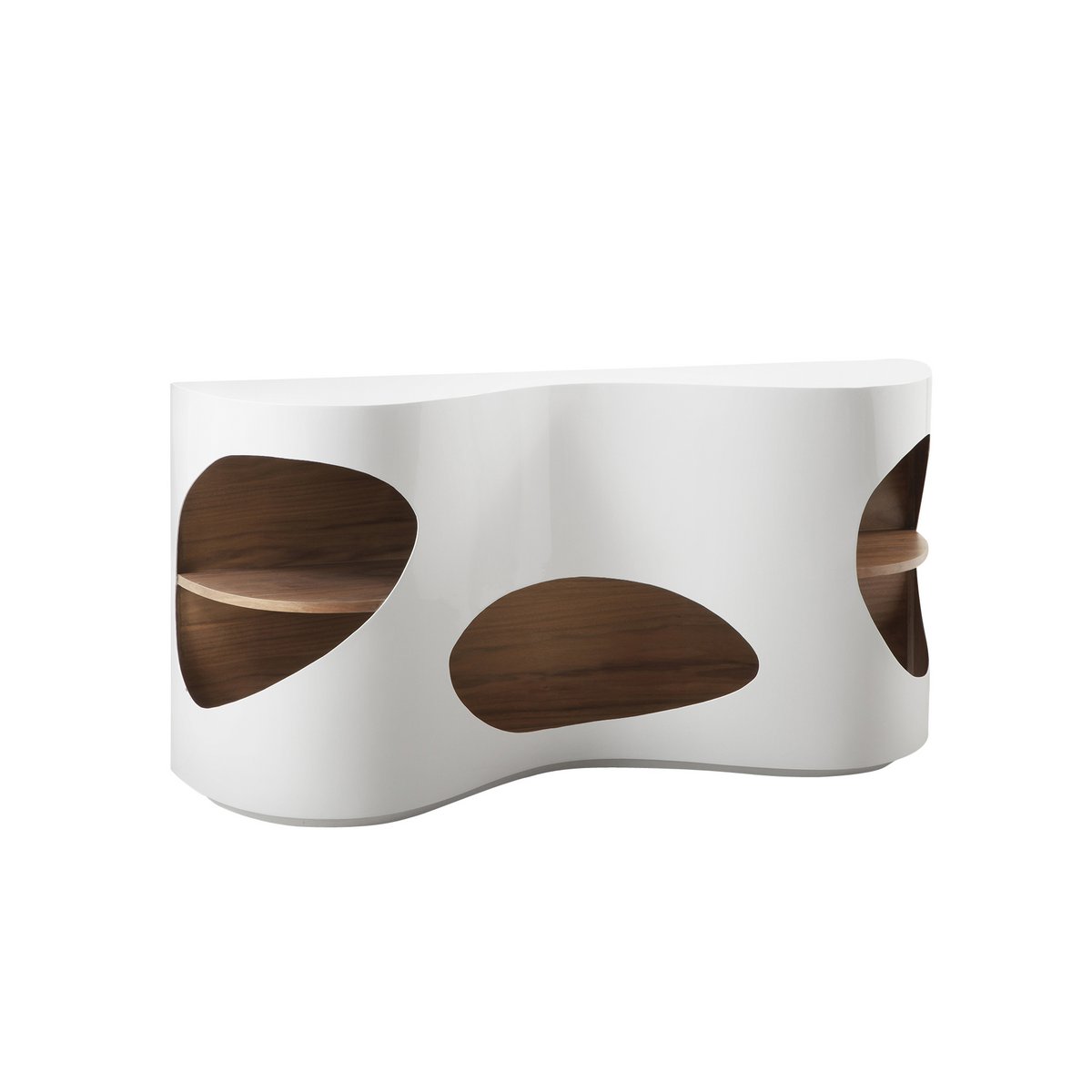 Buffet 150x40x75 cm blanc/noyer