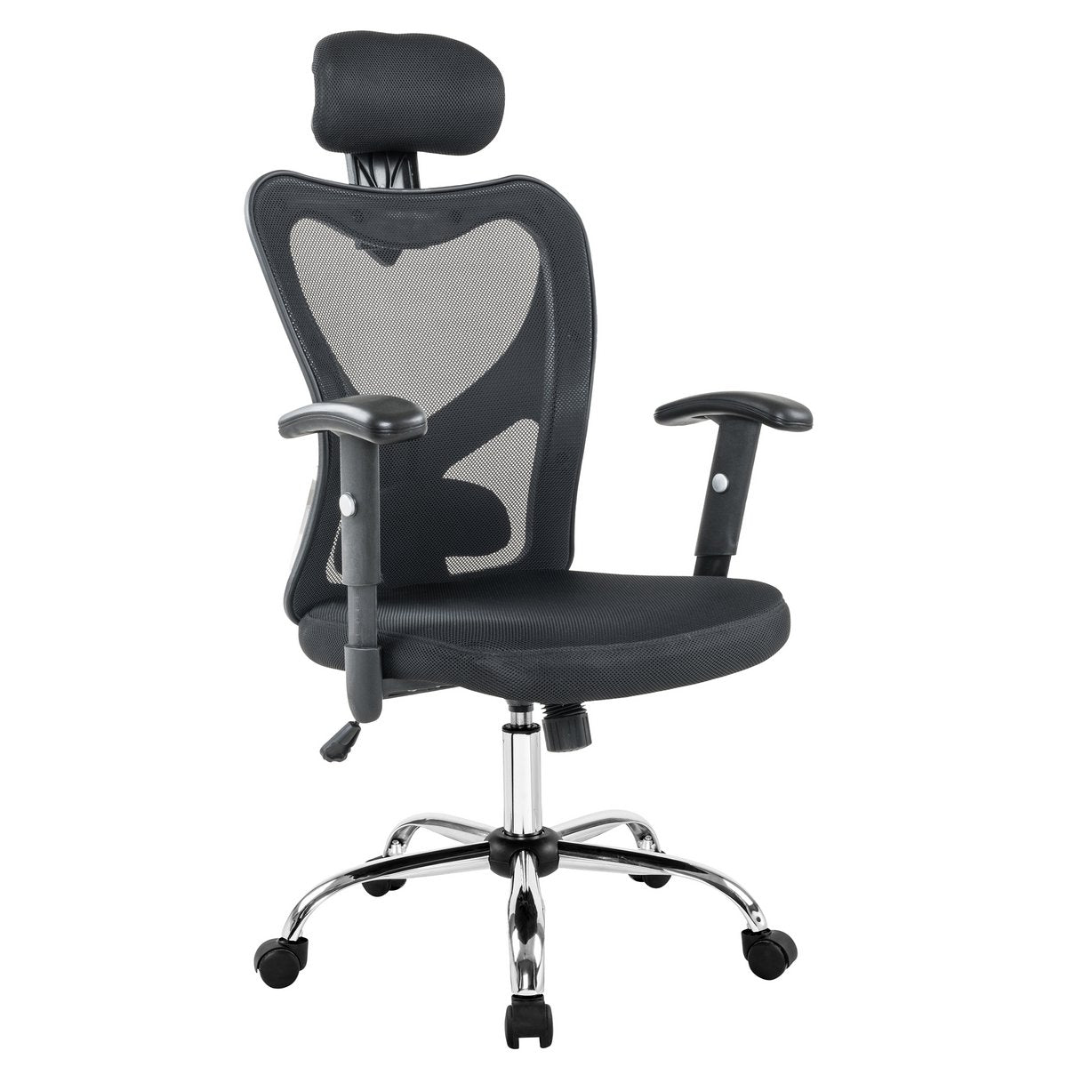 Chaise de bureau noire avec appuie-tête en résille