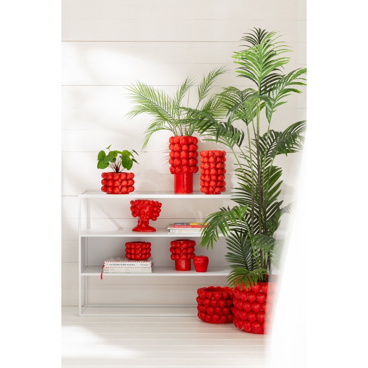 J-Line Vase Fraises Céramique Rouge Grand