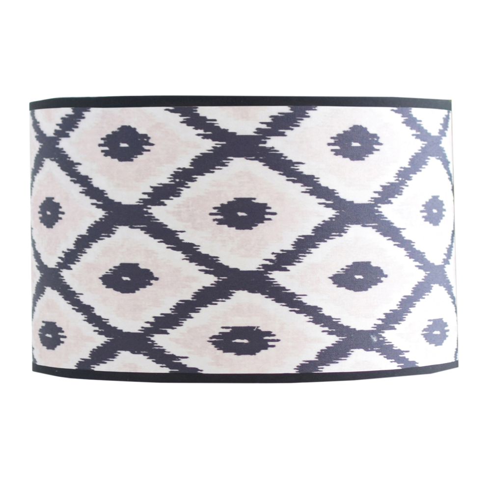 Abat-jour - Imprimé Kelim - Polyester - Noir/Blanc - 26x30x23cm