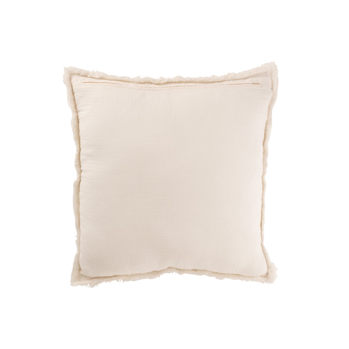 Coussin J-Line Bords Effilochés Coton/Polyester Blanc