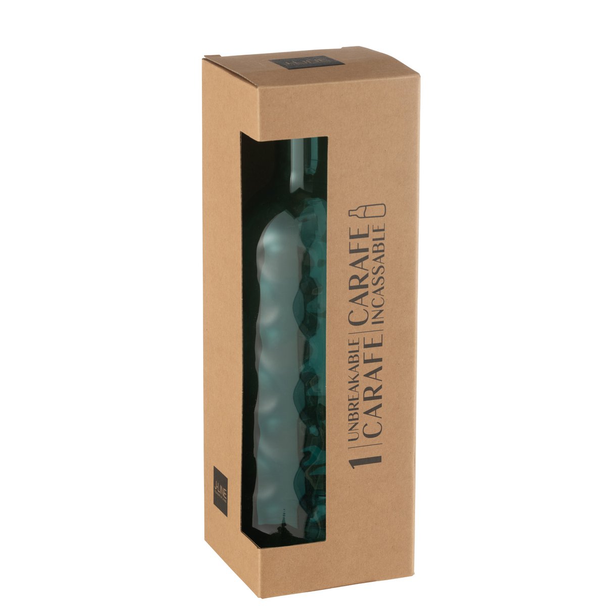 Bouteille J-Line martelée dans un coffret cadeau - plastique - bleu