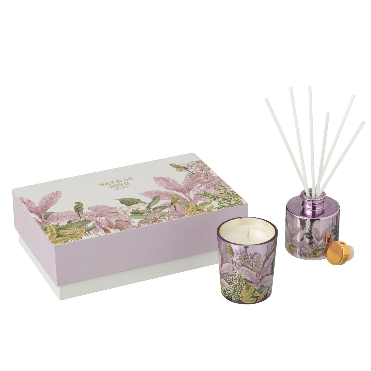 Coffret J-Line Bougie Parfumée + Huile Parfumée Walk In The Woods Rose