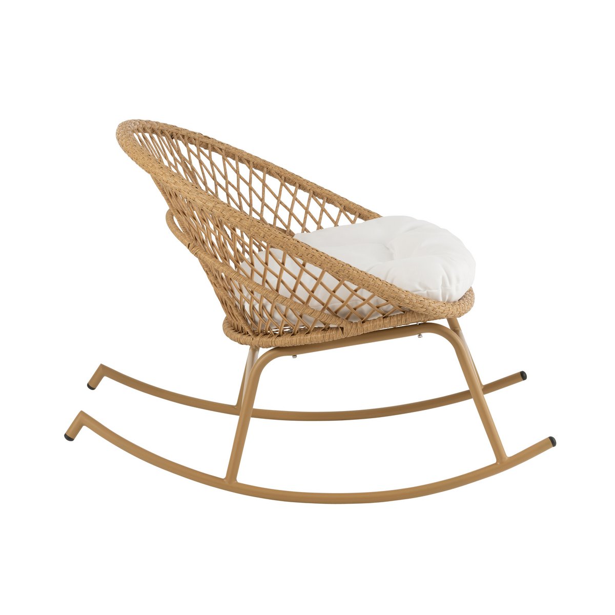 J-Line rocking chair + coussin Zayo - métal/osier - beige