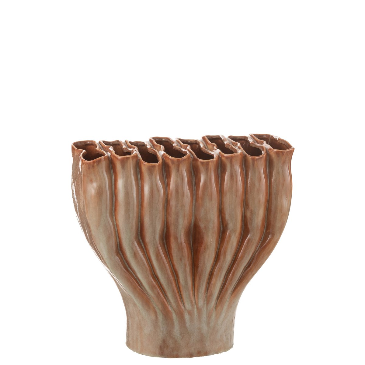 Vase J-Line Multi Thin Tubes - porcelaine - bronze - Ø 19,5 cm