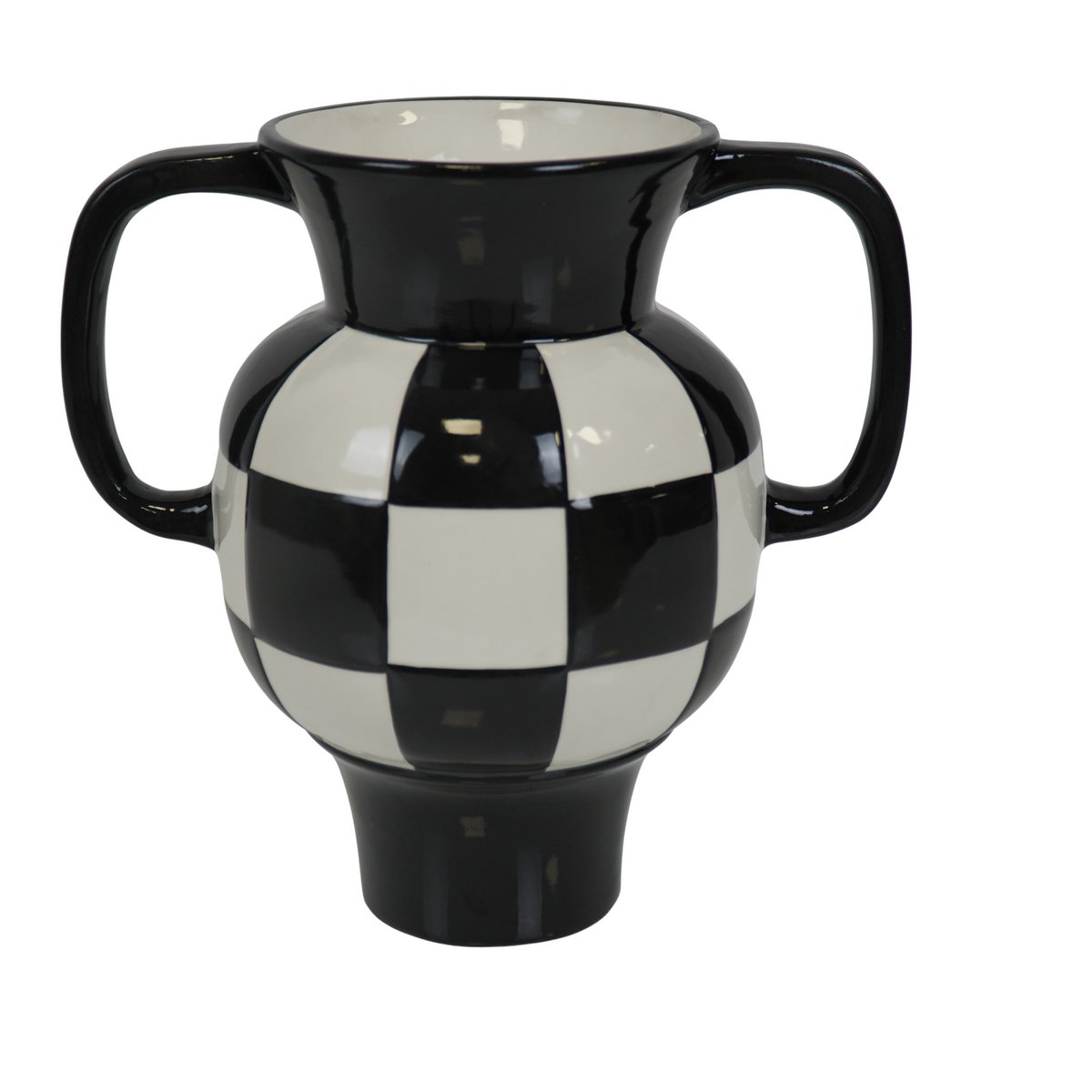 Vase - Pichet - Céramique - Noir/Blanc - 22x14,5x22,5cm