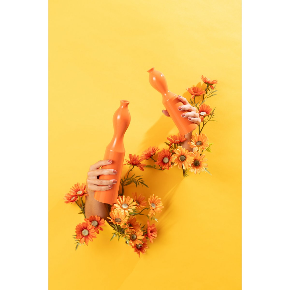 J-Line Set de 3 Vases Leia Porcelaine Brillant Orange