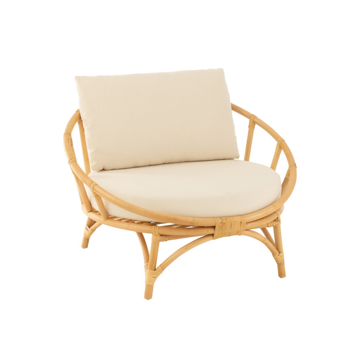 Chaise J-Line + coussin - jute/textile - naturel/blanc
