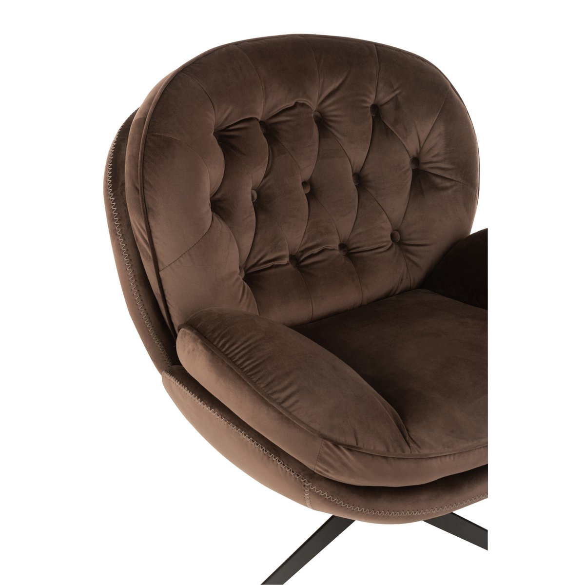 Canapé J-Line Relax -+ repose-pieds - métal/textile - marron foncé