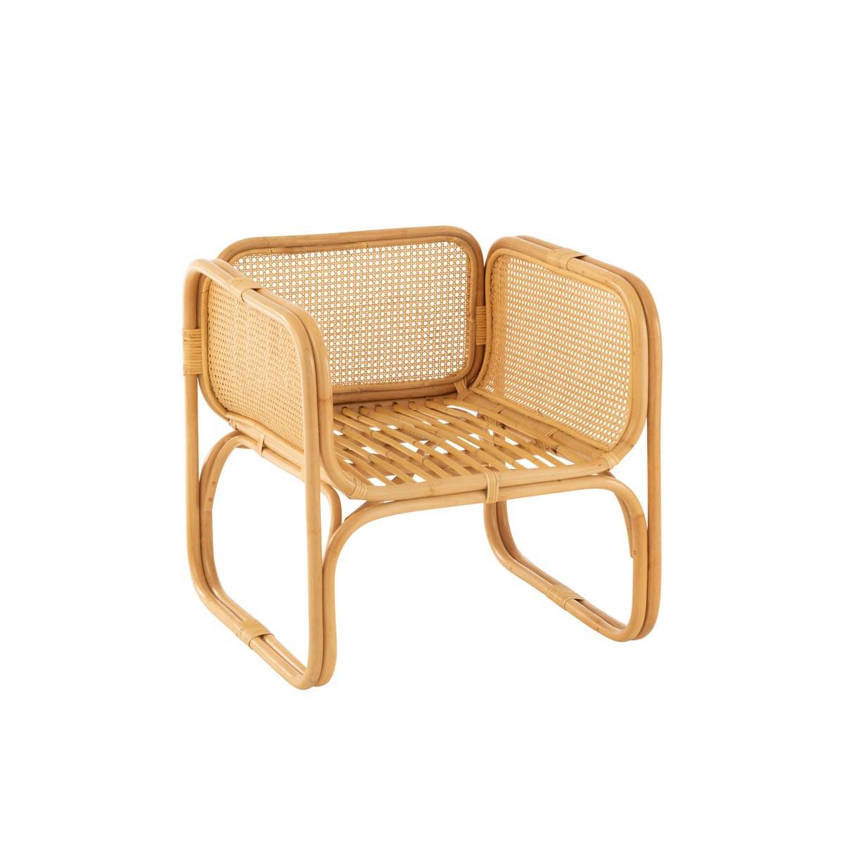 Fauteuil J-Line + coussin - rotin/textile - naturel/blanc