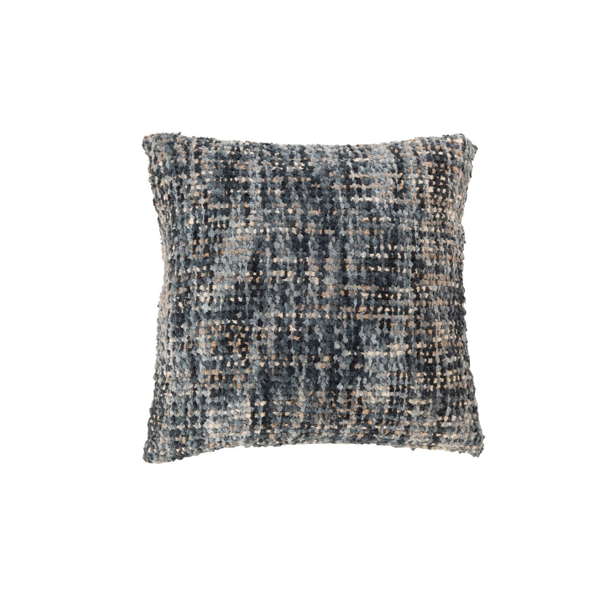 J-Line Coussin Tweed Acrylique Coton Bleu/Blanc