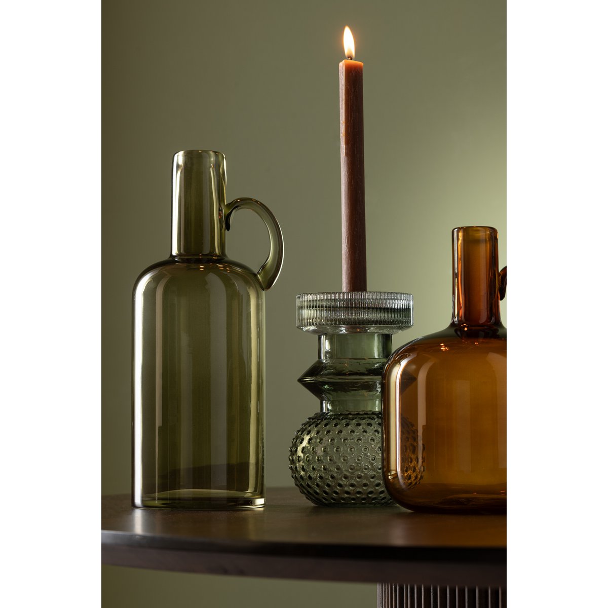 J-Line Vase 1 Anse Verre Marron