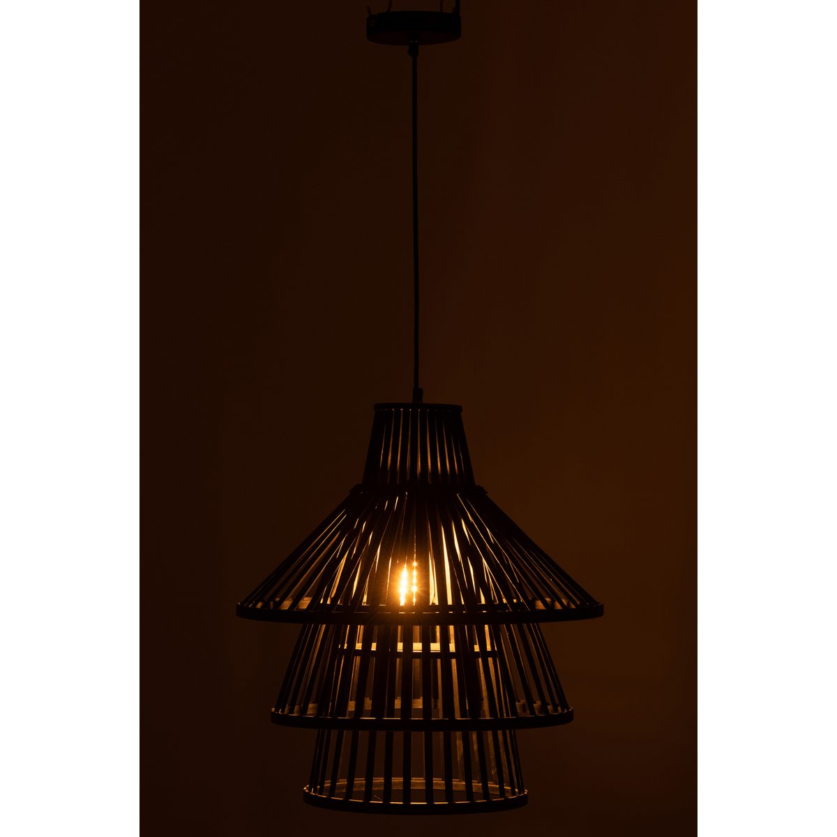 Lampe à suspension J-Line Lagen - bois - noir - grande