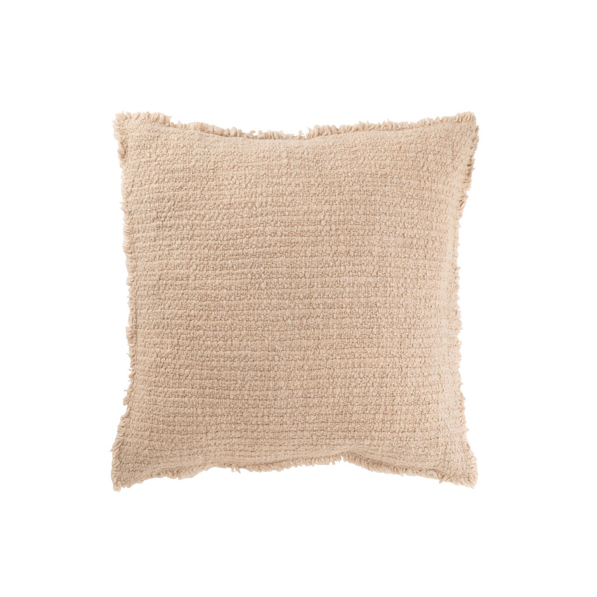 Coussin J-Line Bords Effilochés Coton/Polyester Beige