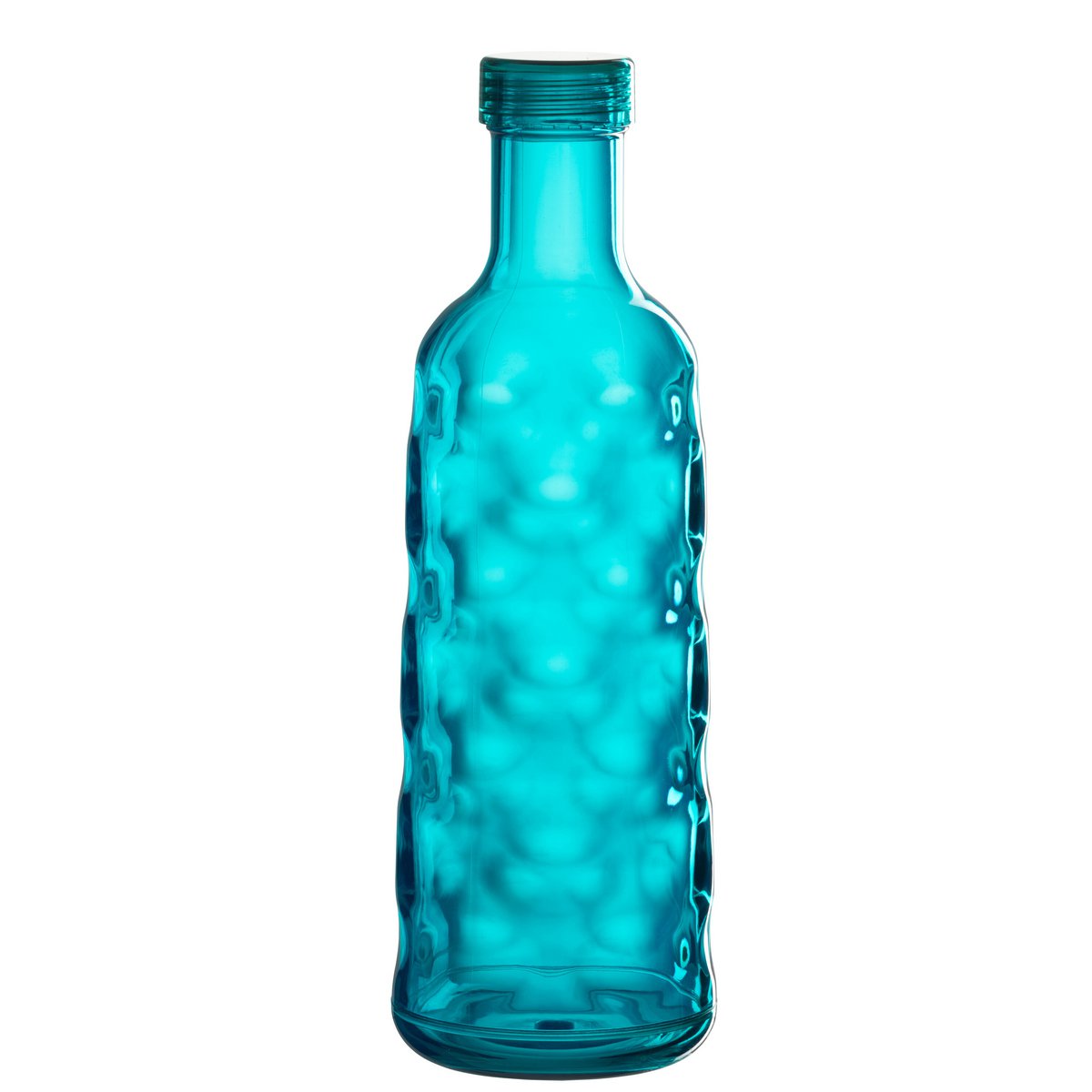 Bouteille J-Line martelée dans un coffret cadeau - plastique - bleu