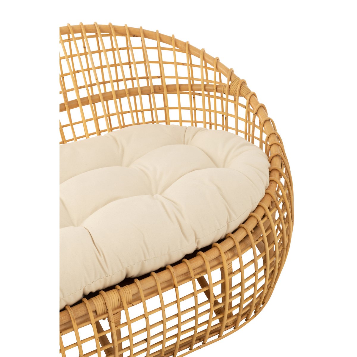 Canapé J-Line Lise + coussin 2 personnes - rotin/textile - naturel/blanc