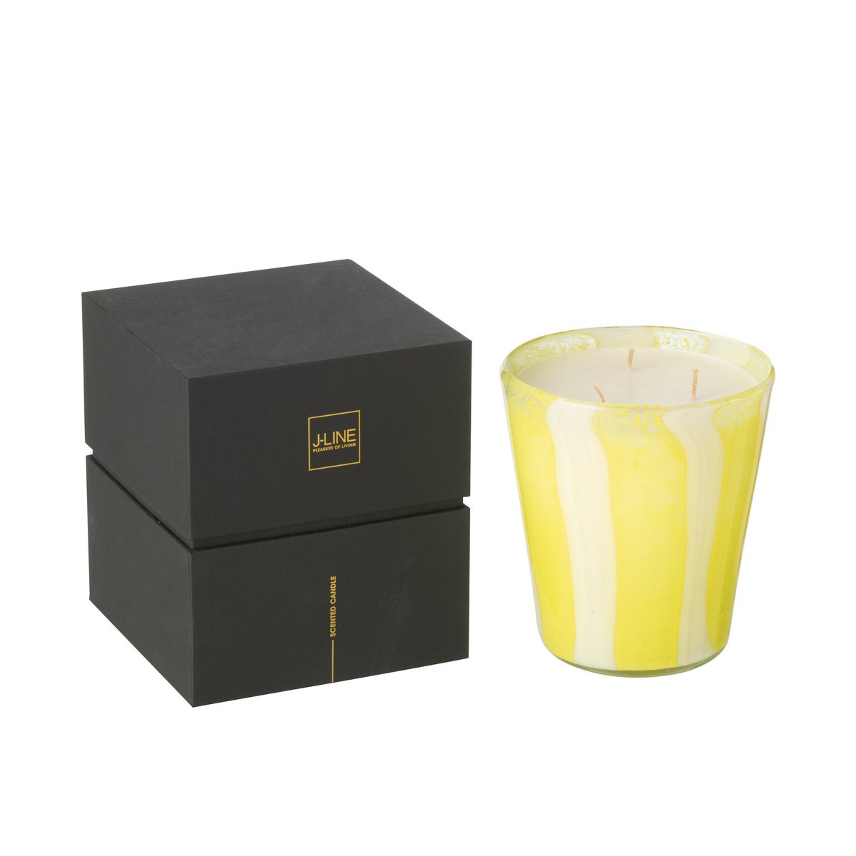 Bougie Parfumée J-Line Noa Stripes Jaune Moyenne -68 Heures