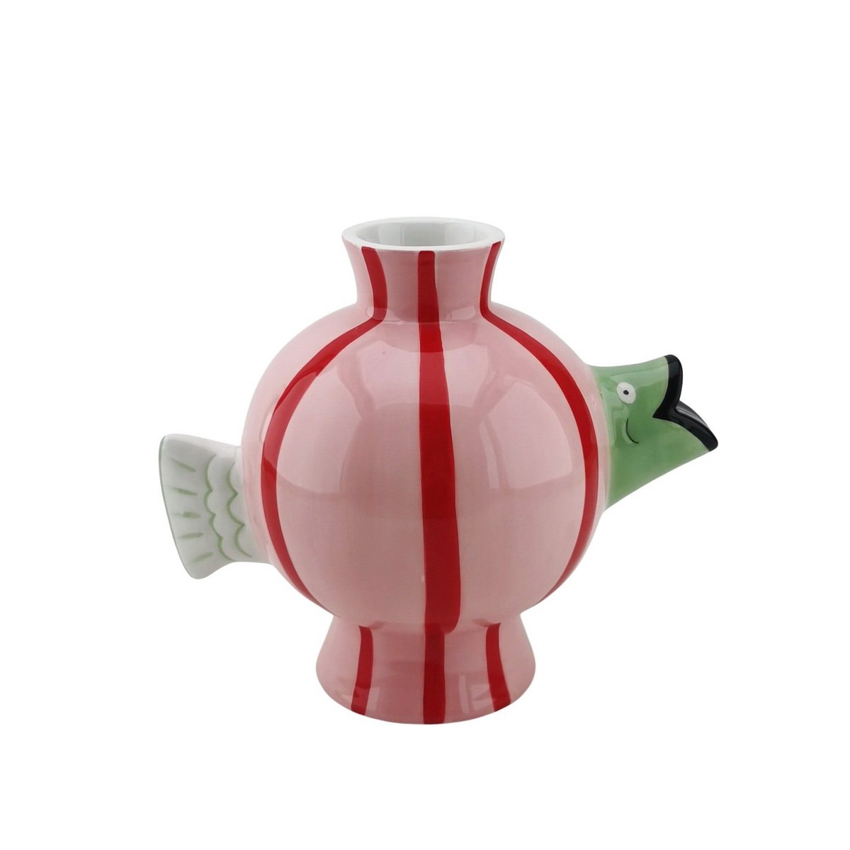 Vase - Fish- Dolomite -Pink / Mint / Red -21.5x13x17cm