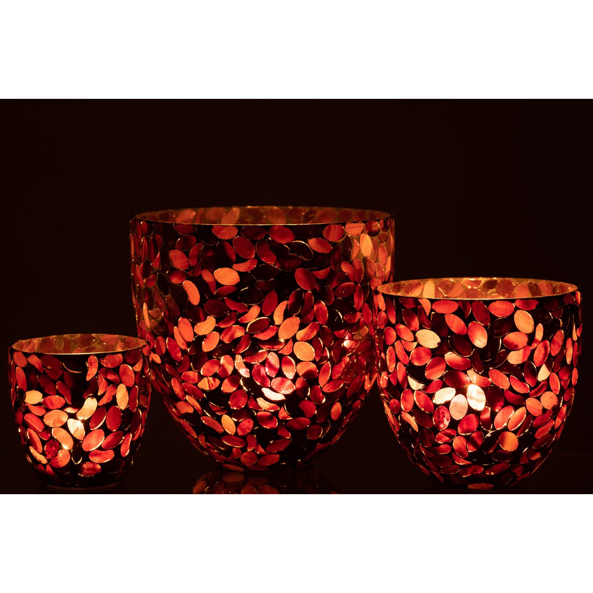 Lanterne J-Line Mosaic - verre - bordeaux - grande