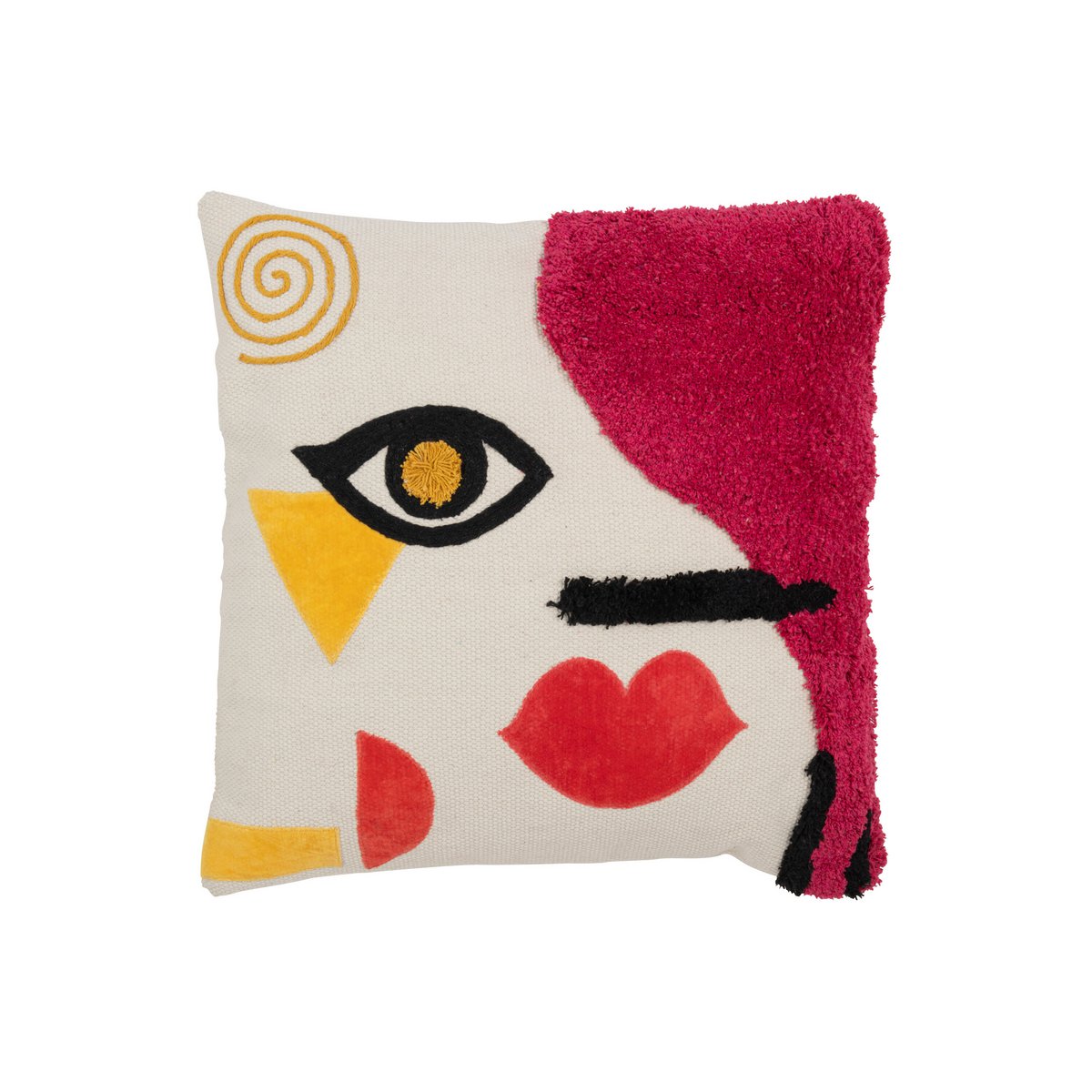 J-Line coussin Square Abstract Face - coton - mélange