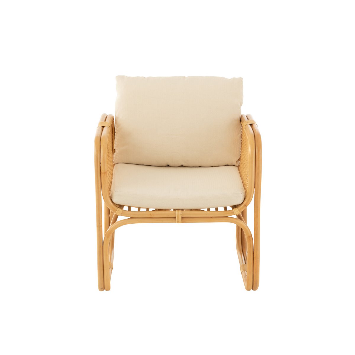 Fauteuil J-Line + coussin - rotin/textile - naturel/blanc