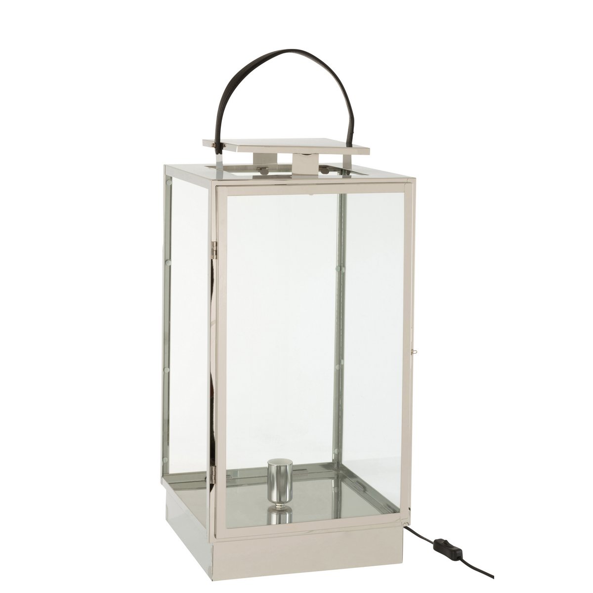 Lampe lanterne J-Line - métal/verre - argent