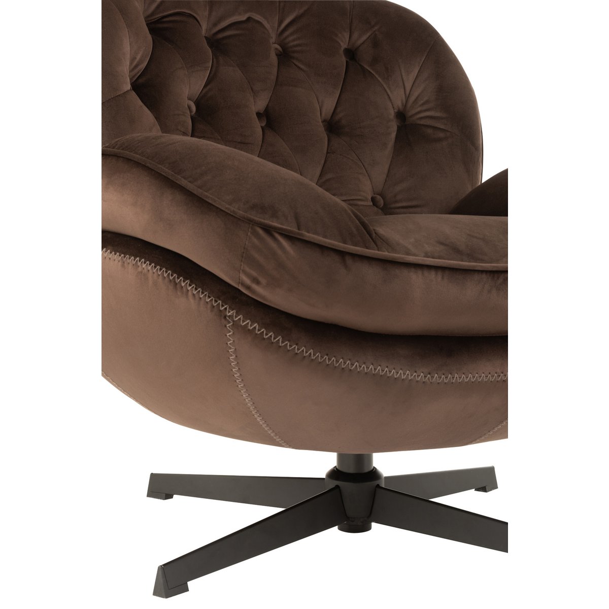 Canapé J-Line Relax -+ repose-pieds - métal/textile - marron foncé