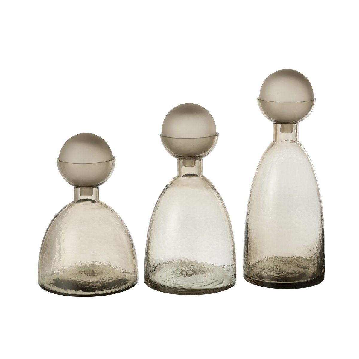 J-Line Vase Bouteille + Bouchon Yara Verre Greige Large