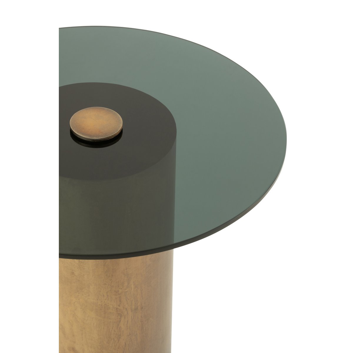 Table d'appoint J-Line Soni - fer/verre - noir/bronze