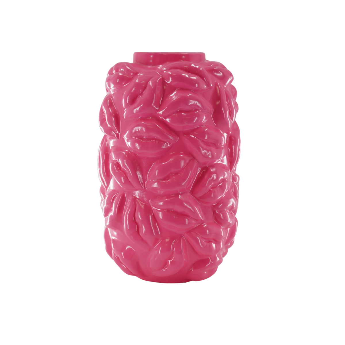 Vase - Bisous - Céramique - Rose Fluo - 17x17x27cm