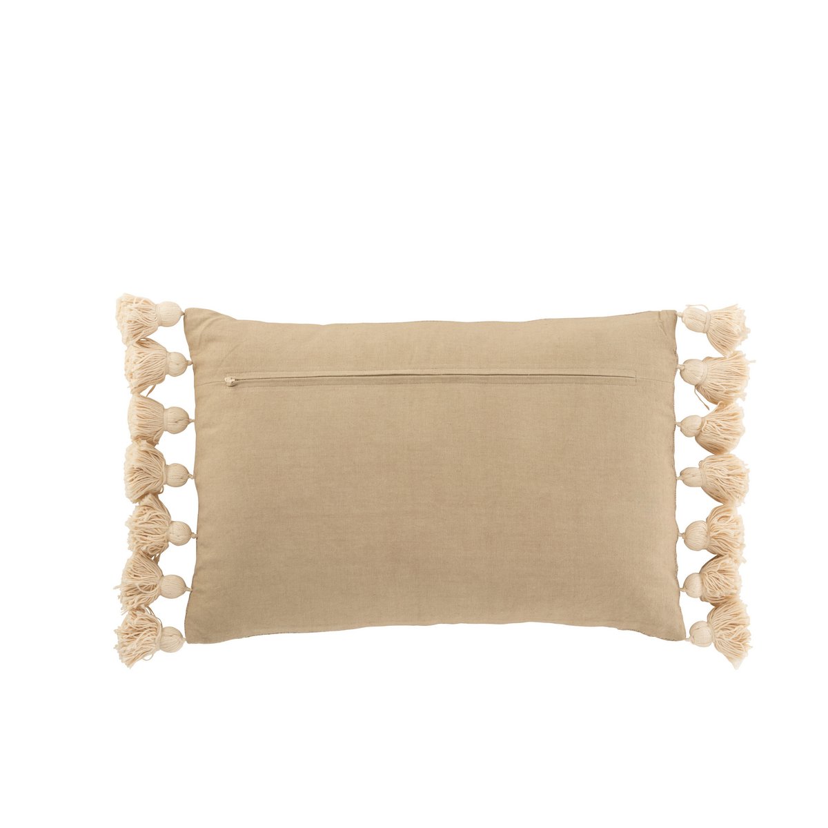 Coussin J-Line Rectangle Pompon - coton - polyester - taupe