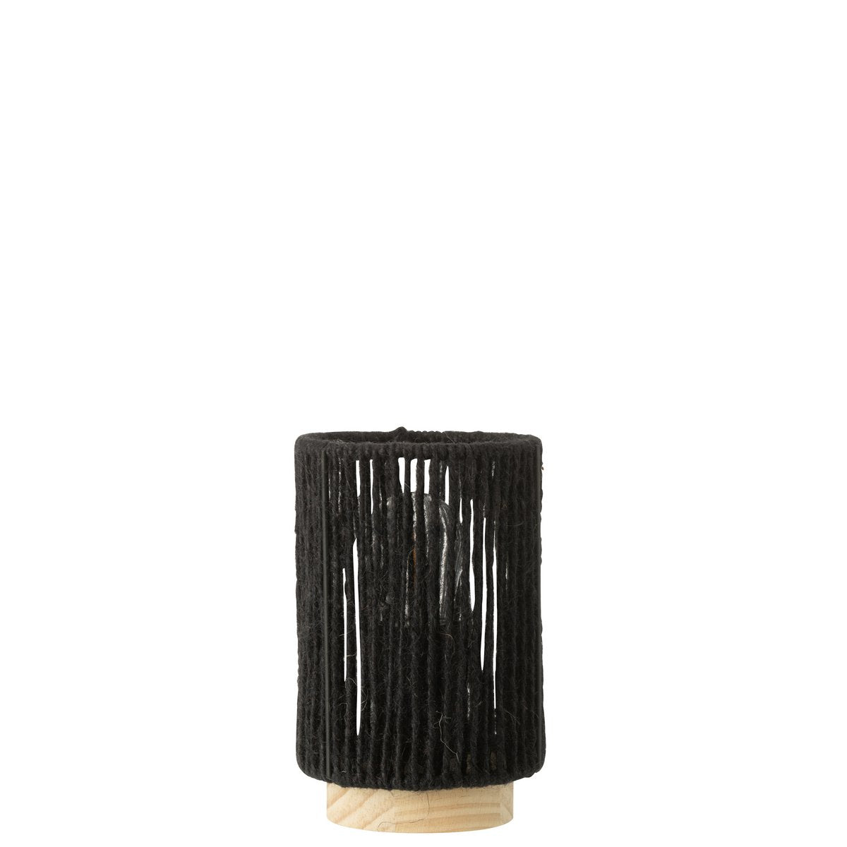 J-Line Lampe LED Cylindre Métal/Coton Noir Petit
