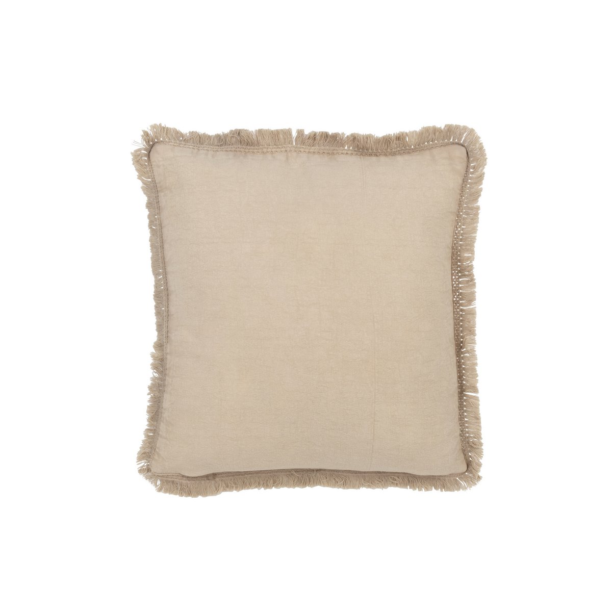 Coussin J-Line Broderie Fleurs + Franges - coton - beige