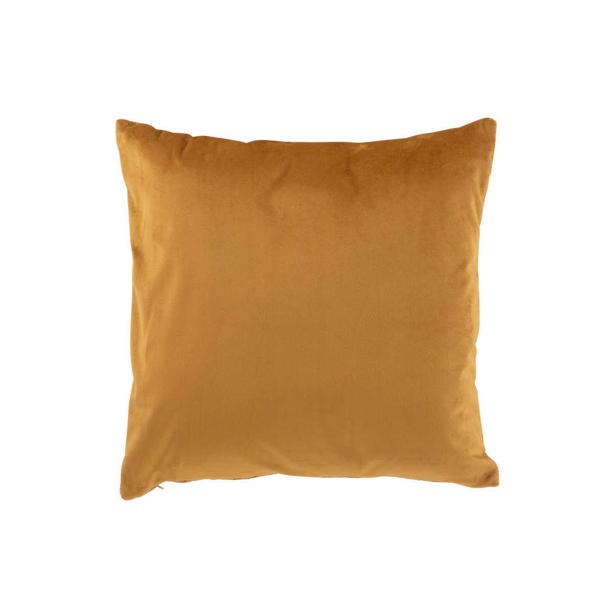 Coussin J-Line chenille + motif - polyester - ocre/blanc