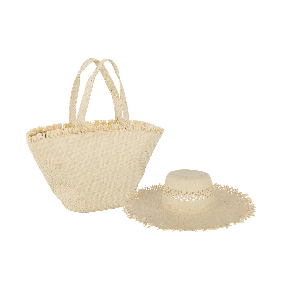 J-Line Lot Sac de Plage + Chapeau Papier Naturel