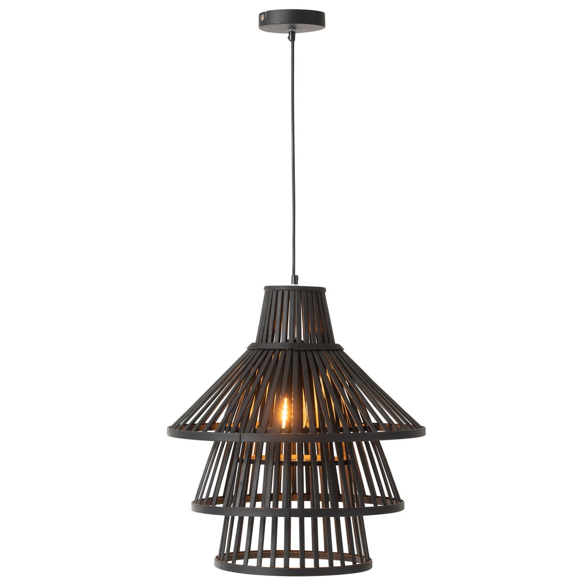 Lampe à suspension J-Line Lagen - bois - noir - grande