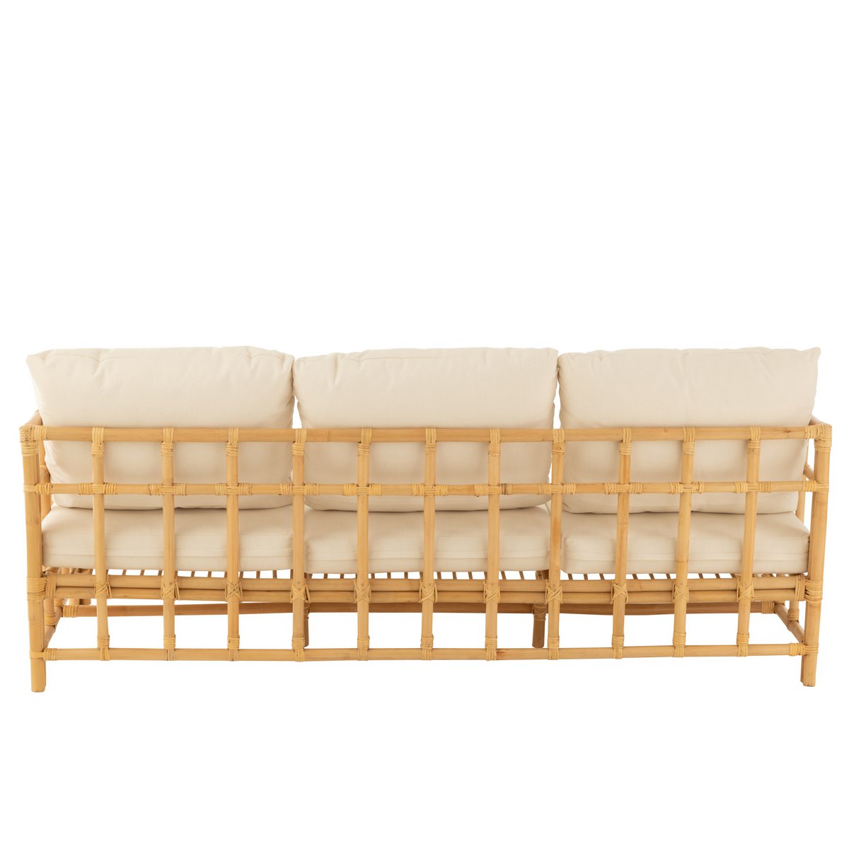 Canapé J-Line Elise + coussin 3 personnes - rotin/textile - naturel/blanc