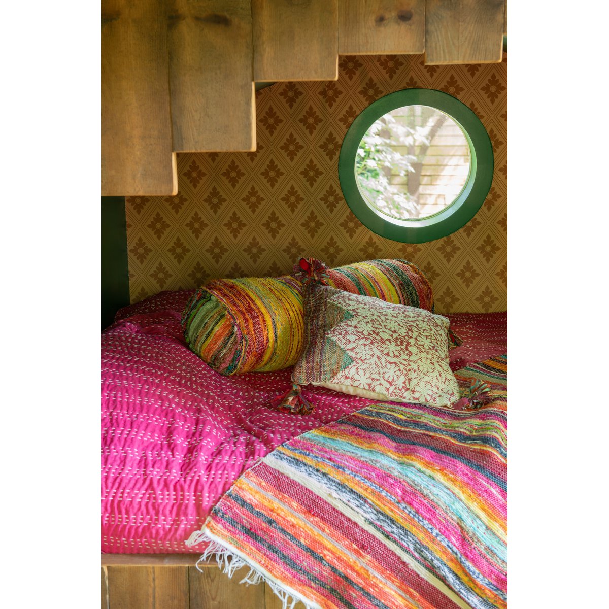 J-Line Coussin Traversin Chindi Mélange Coton/Polyester