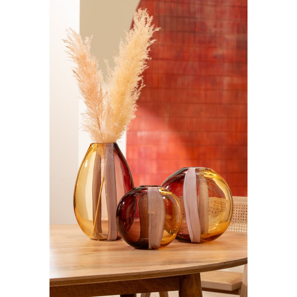 J-Line Vase Arun Verre Marron/Jaune Moyen