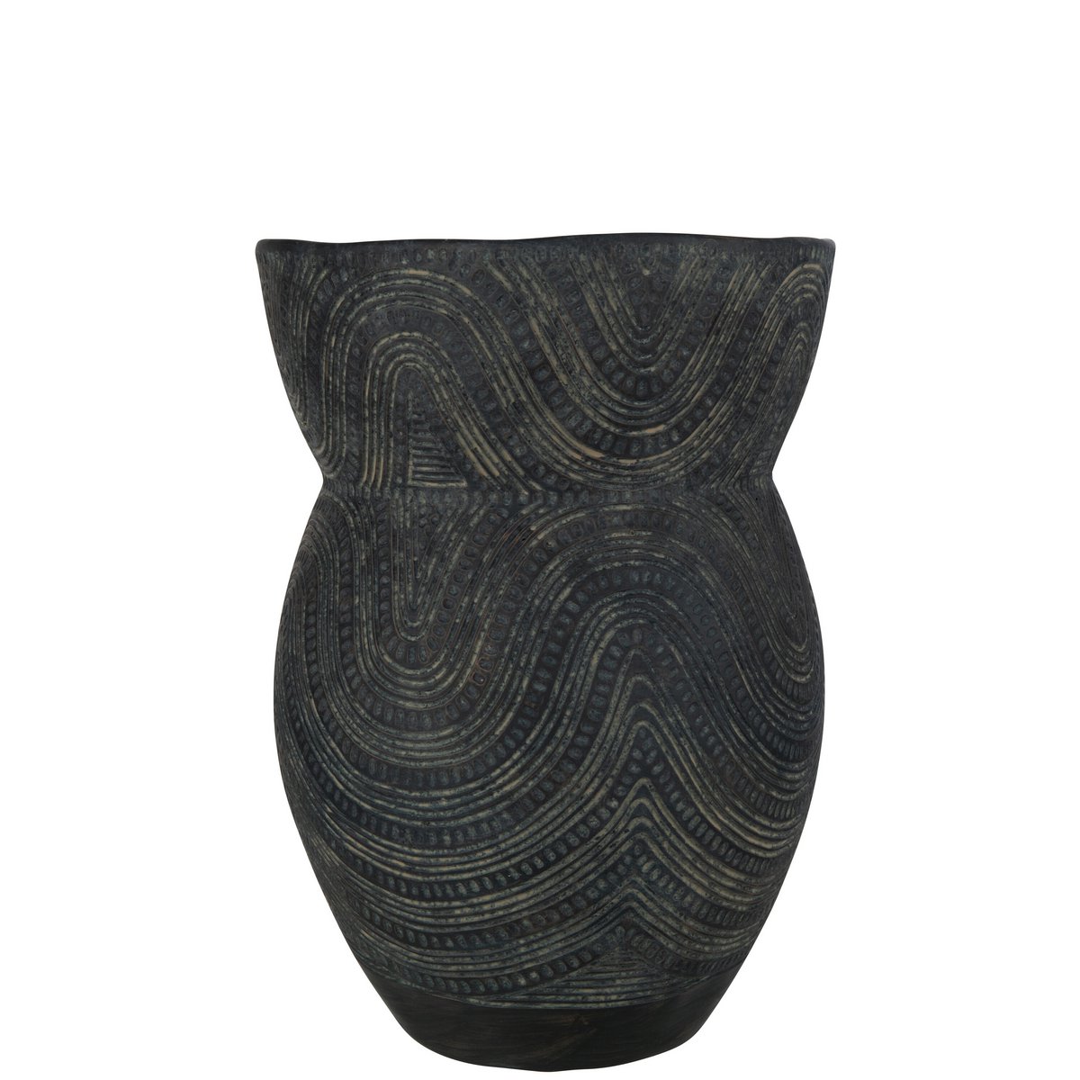 Vase J-Line Circle - ciment - noir/marron