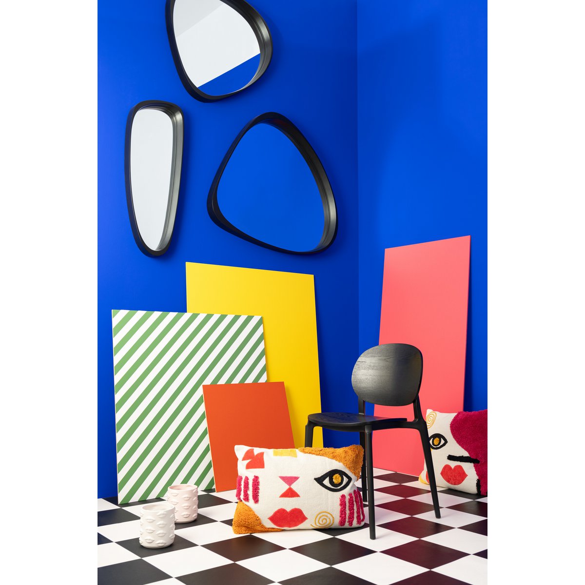 Miroir J-Line Giles - verre - noir - grand