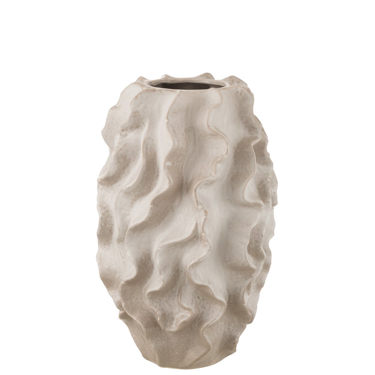 J-Line Vase Abstract Waves Argile Beige Grand