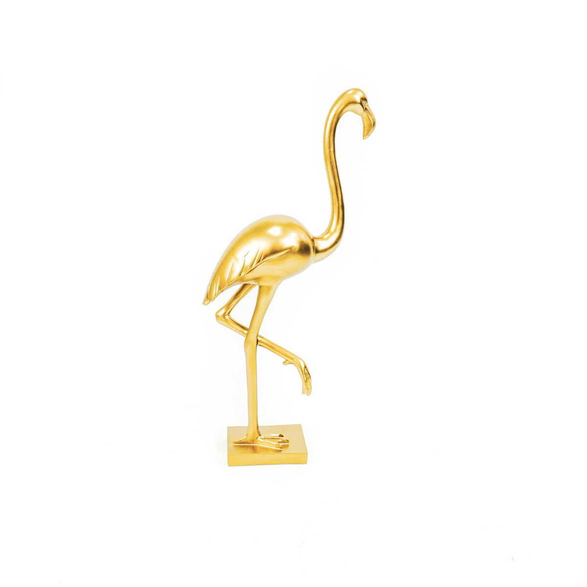 Ornement - Flamant Rose - Polyrésine - Or - 16,5x10x39cm