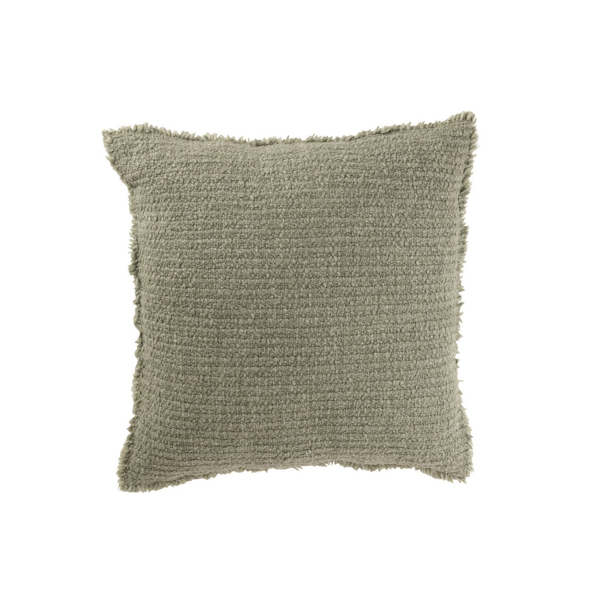 Coussin J-Line Bords Effilochés Coton/Polyester Vert