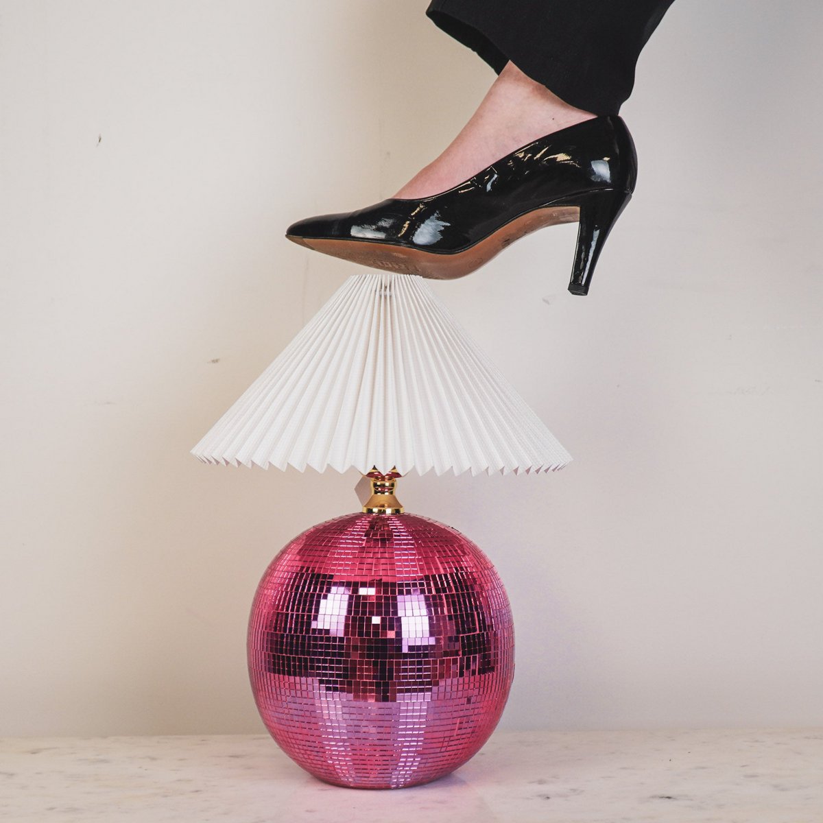 Lampe - Disco Ball - Glass - rose - 20x20x20cm