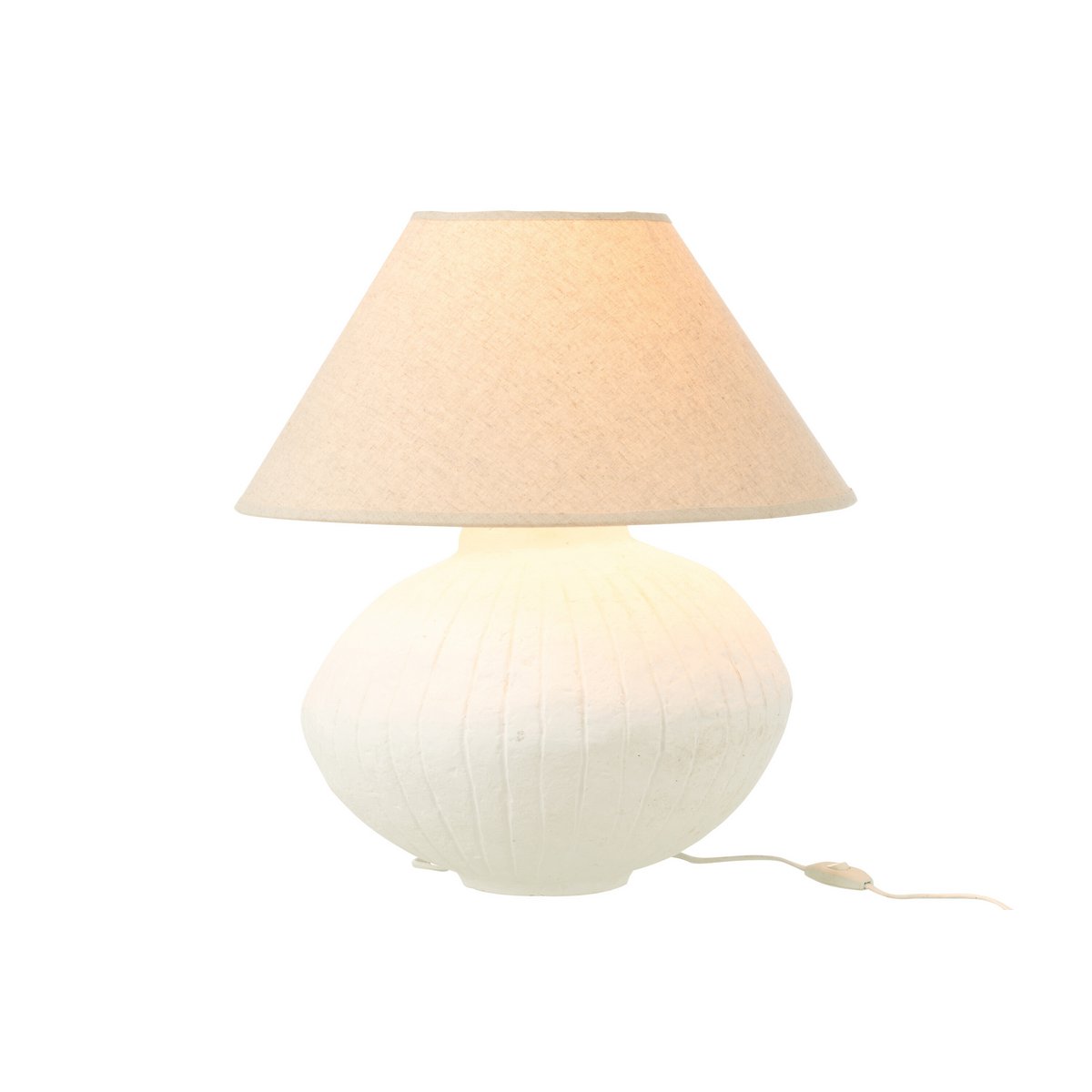 Pot de lampe J-Line + Kap Papier Mache Blanc