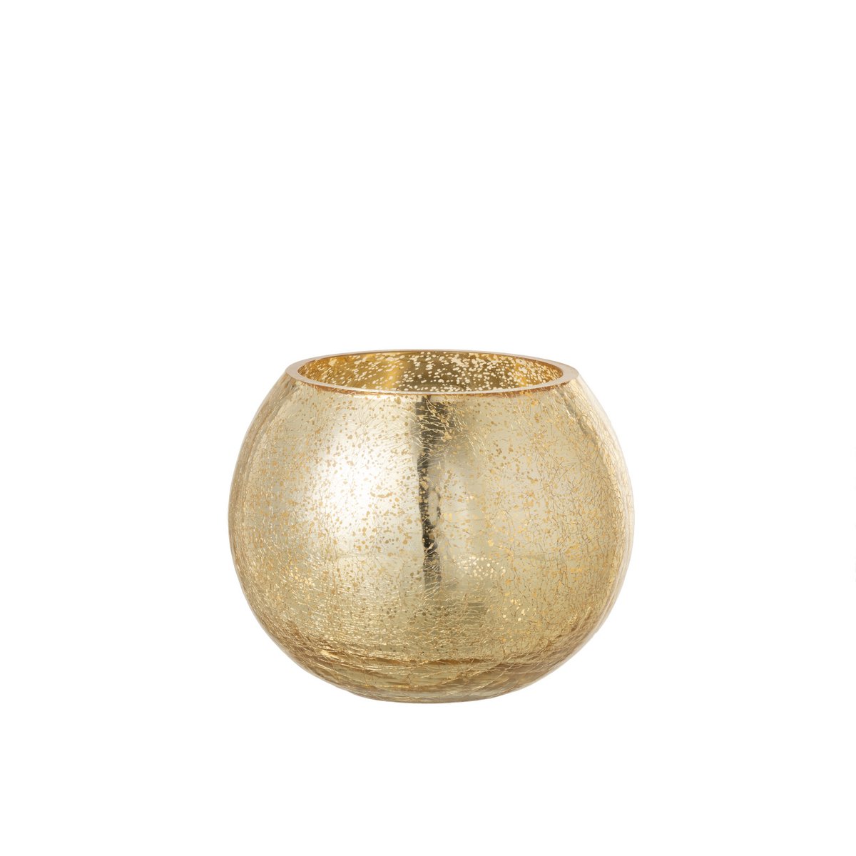 J-Line Lanterne Sphère Verre Craquelé Effet Nacré Doré Moyen