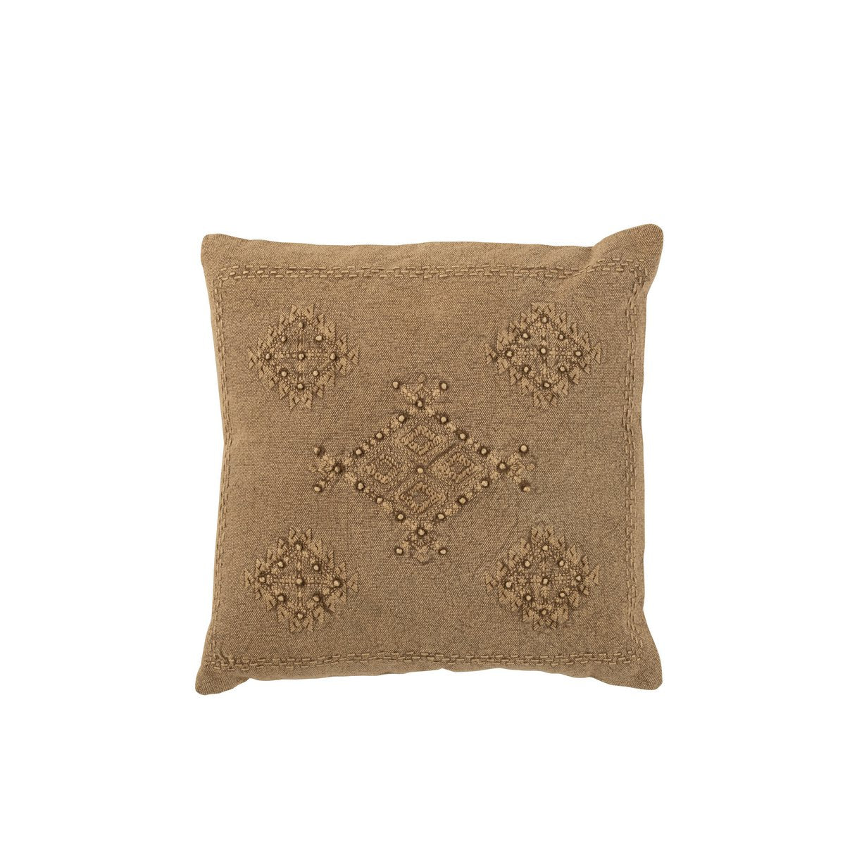Coussin J-Line Broderie - coton - marron