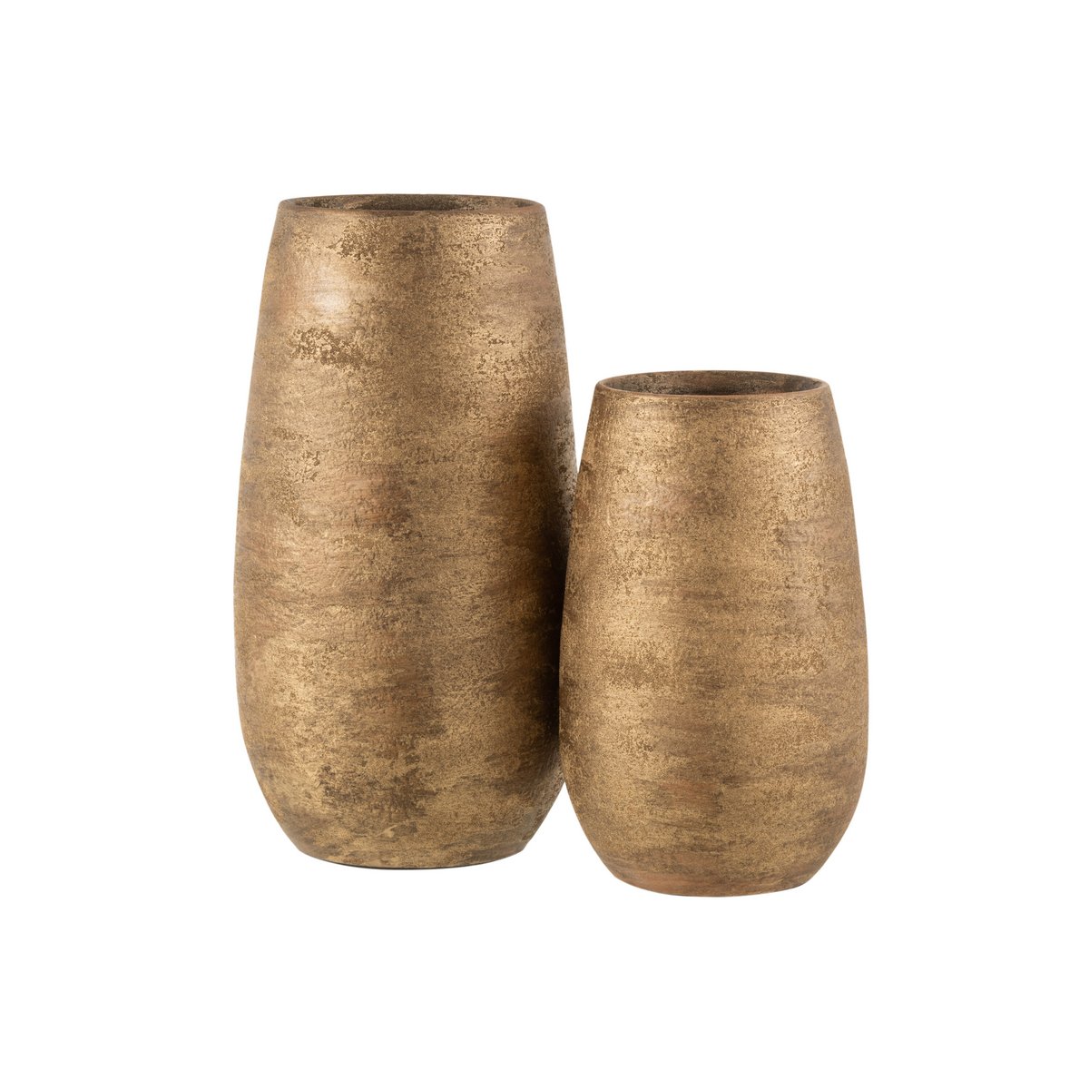 J-Line Vase Inégal Céramique Brute Or Grand