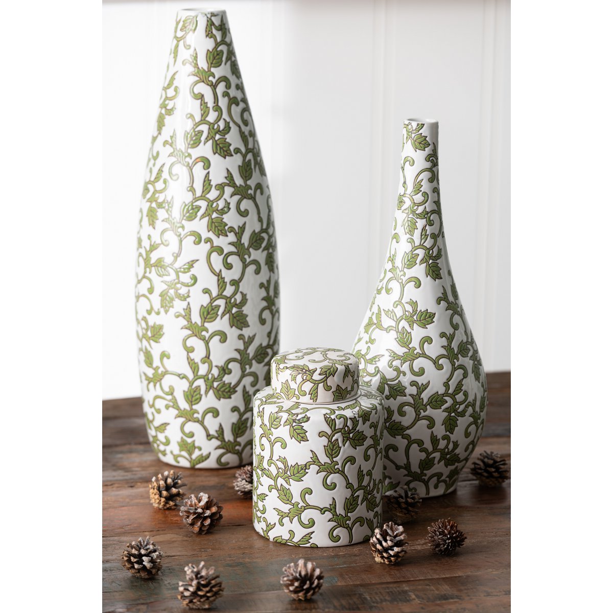 J-Line Vase Yezi Peer Porcelaine Vert/Blanc